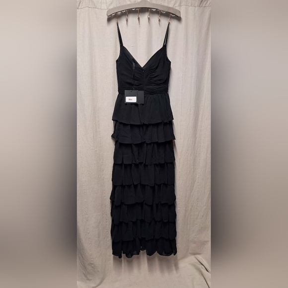 Ieena for Mac Duggal Black Ruffle Evening Dress Size 2 NWT - Picture 4 of 6